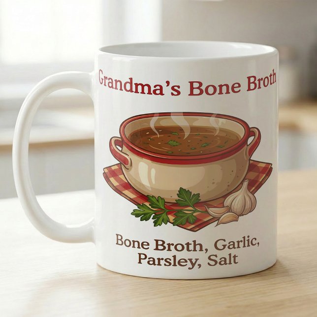 Oma Knochenbrühe Cozy Suppenrezept Kaffeetasse (Von Creator hochgeladen)