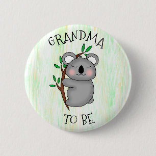 Oma   Koala thematied Baby Dusche Button