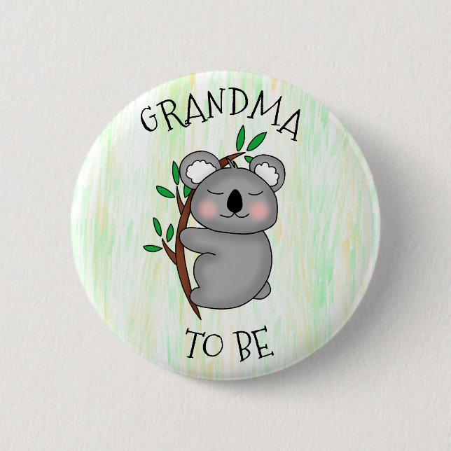 Oma | Koala thematied Baby Dusche Button (Vorderseite)