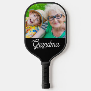 Oma kreierte schwarze moderne Schrift Foto Pickleball Schläger