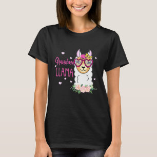 Oma Lama Boho Blume Rosa Herz T-Shirt