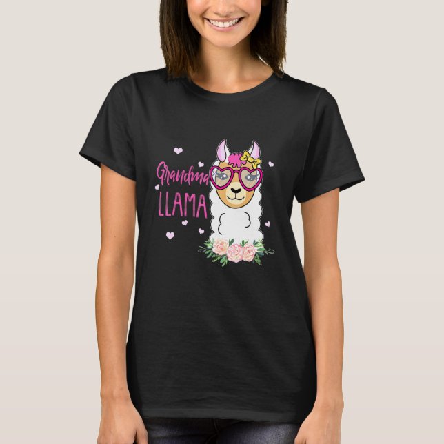 Oma Lama Boho Blume Rosa Herz T-Shirt (Vorderseite)