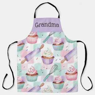 Oma Lavendel Teal Cupcake Backcrew Schürze