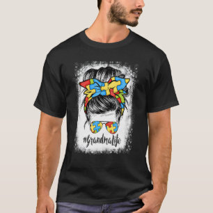 Oma Leben Unordentlicher Dutt Haar Kopftuch Brille T-Shirt