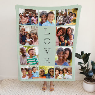 Oma Liebe 10 Foto Collage Sage Green Sherpadecke
