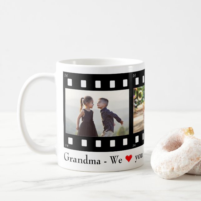 Oma Liebe Sie Foto Streifen Collage Vorlage Kaffeetasse (Mit Donut)