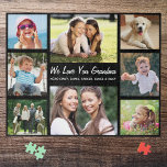 Oma Liebe Sie FotoCollage Puzzle<br><div class="desc">Ein lustiges Foto-Collage-Puzzle für das größte Oma der Welt. Man kann mit acht Fotos von Enkeln, Kindern, Haustieren usw. personalisieren, den Ausdruck "I Liebe You" oder "We Liebe You" anpassen, und ob sie "Oma", "Nana", "Mommom" usw. genannt wird, und die Enkel und andere Namen hinzufügen, alles in weißer Schrift und...</div>