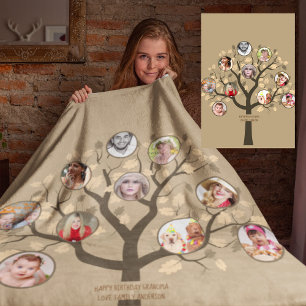Oma Lieben ihr Familienbaum Foto Collage Soft Fleecedecke