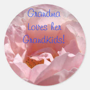 Oma Lieben ihre Enkelkinder! Aufkleber Pink Rose