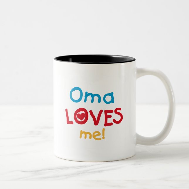 Oma Lieben Me T - Shirt und Geschenke Zweifarbige Tasse (Rechts)