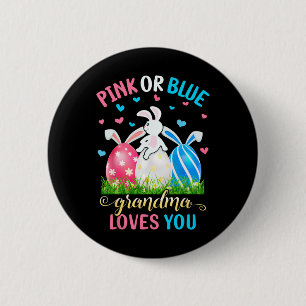 Oma liebt dich Osthase Geschlecht Rosa oder Blau Button