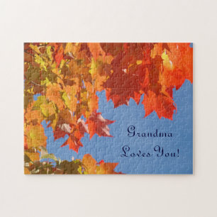Oma liebt dich! Puzzles Geschenke Herbstblätter Hi