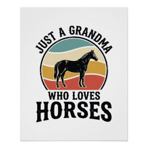 Oma liebt Pferde Vintage-Stich-Shirt-Design Poster
