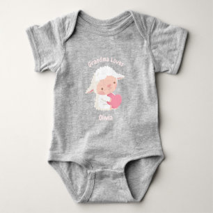 Oma liebt süßes kleines Lamm Personalisiert Baby Strampler