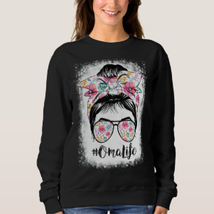 Oma Life Messy Haare Bun Floral Frauen Moth blass Sweatshirt
