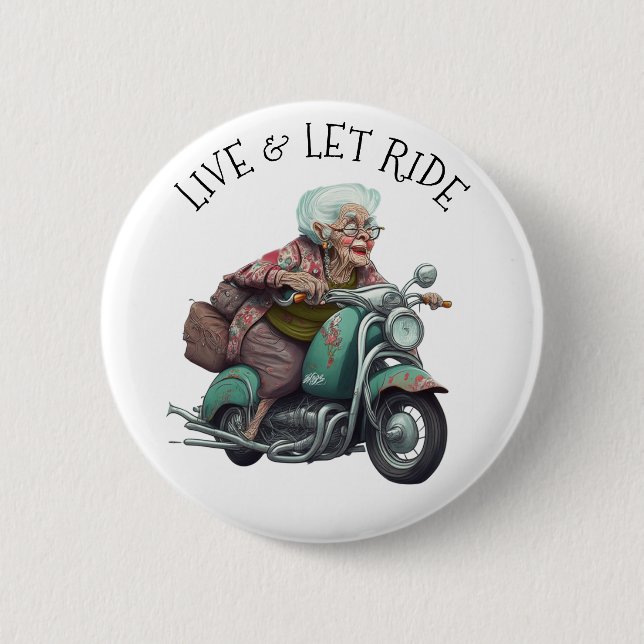 Oma live und Gelassen Motorrad Button (Vorderseite)