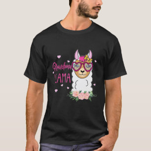 Oma LLama Boho Blumen Rosa Herz T-Shirt