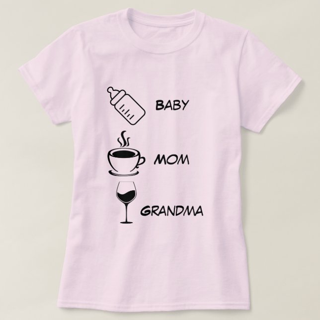 Oma Mama Baby Customize Name Drinks Funny T-Shirt (Design vorne)
