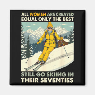 Oma Mama geht immer noch Ski fahren in den Siebzig Magnet