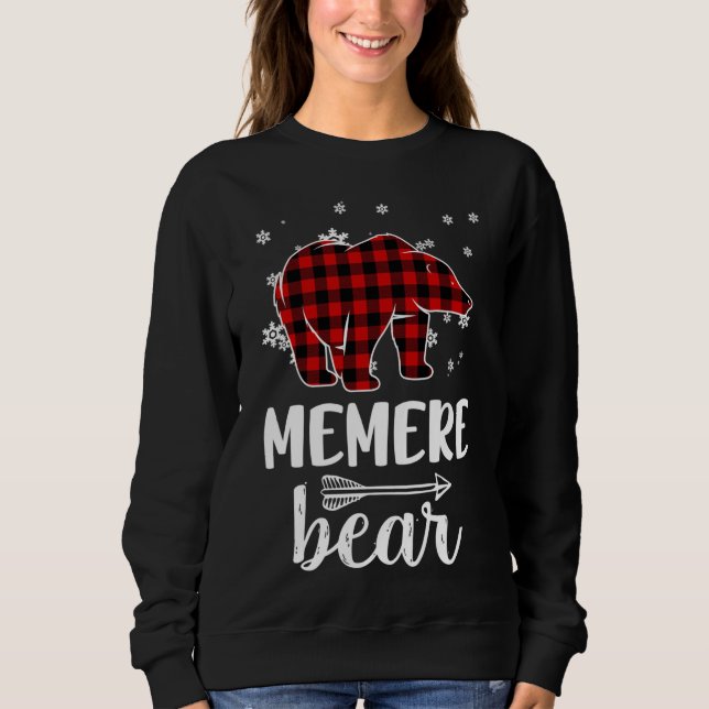 Oma Memere Bear Christmas Pajama Red Kariert Buf Sweatshirt (Vorderseite)