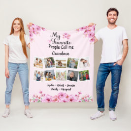 Oma mit Kindernamen und Fotos | Rosa Blume Fleecedecke