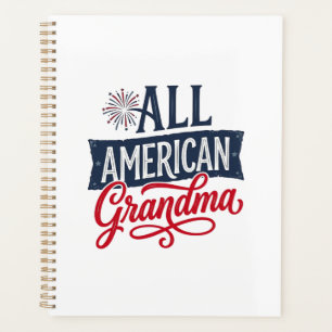 Oma mit patriotischem Feuerwerk-Design_1 Planer