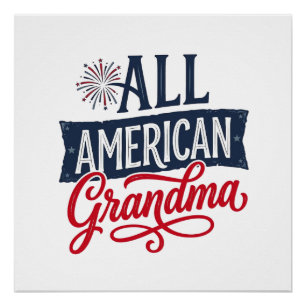 Oma mit patriotischem Feuerwerk-Design_1 Poster