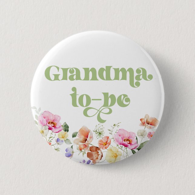 Oma mit Wildblumen wird Button (Vorderseite)