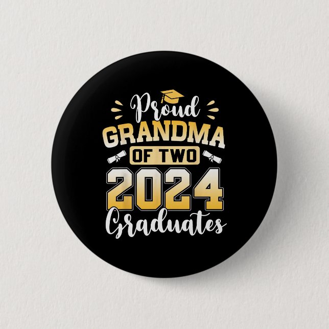 Oma mit zwei 2024 Absolventen Senior CL of 2024 Button (Vorderseite)