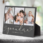 Oma Modern Heart Script Foto Collage Liebe Fotoplatte<br><div class="desc">Liebe Sie GRANDMA: Großes individuelles Foto Geschenk für Großeltern, Valentinstag, Muttertag oder Feiertage: Diese moderne Foto-Plakette ist leicht mit Ihren 3 Lieblings-Fotos zu gestalten. Der unten stehende Text kann personalisiert sein, den Namen des Kindes oder Familienmitglieds zu lesen und den Text über der Oma anzupassen. Das ist die kohlegraue Version....</div>