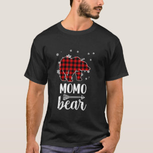 Oma Momo Bear Xmas Pajama Red Kariert Buffalo PJ T-Shirt