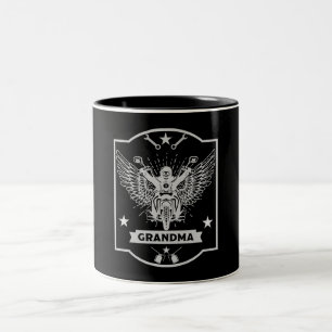 Oma Motorbike Rider Zweifarbige Tasse