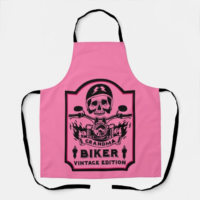 Oma Motorradfahrer Schürze (Vorderseite)