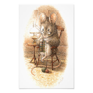 Oma Mouse Knitting Fotodruck