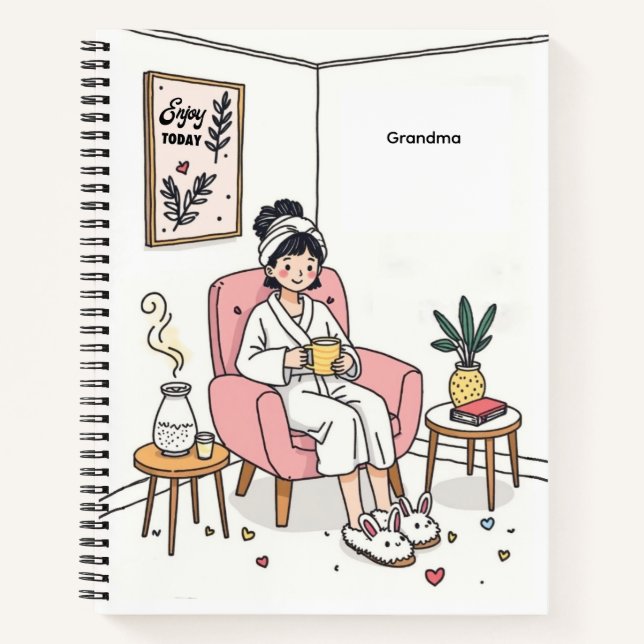 Oma Muttertag Gemütliche entspannende Illustration Notizbuch (Vorderseite)