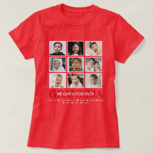 Oma/Nana/Sonstige 9-Foto-Collage-Nachricht & Namen T-Shirt