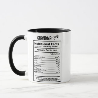 Oma Nutritional Facts Tasse, Oma Gift Tasse