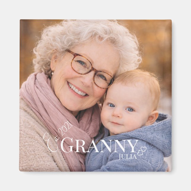 Oma oder Grammy Foto Gründungsjahr Herzen Magnet (Vorne)