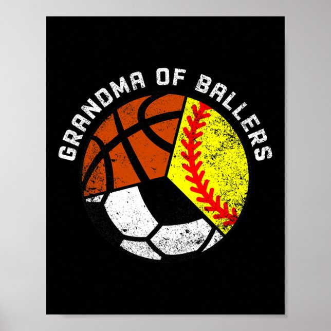 Oma of Byllers Fun Softbyll Soccer Bysketbyll Poster (Vorne)