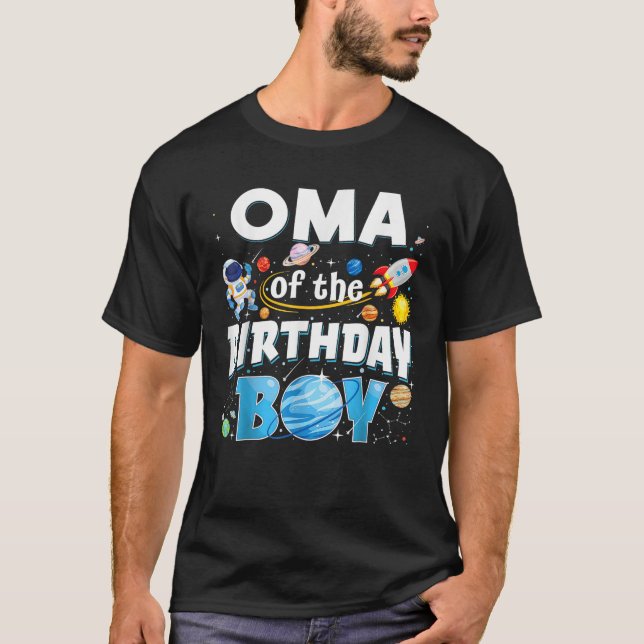 Oma Of The Birthday Boy Astronaut Family Space Pla T-Shirt (Vorderseite)