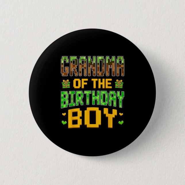Oma of the Birthday Boy Video Gamer Birthday P Button (Vorderseite)