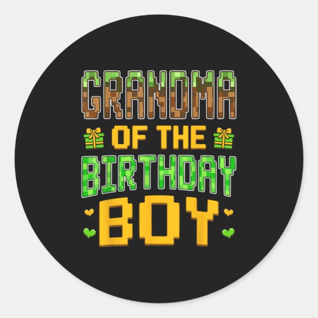 Oma of the Birthday Boy Video Gamer Birthday P Runder Aufkleber (Vorderseite)