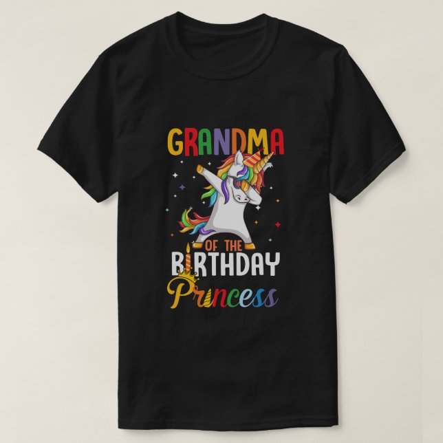 Oma of the Birthday Girl Dabbing Unicorn Party T-Shirt (Design vorne)
