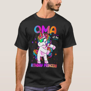 Oma of the Birthday Princess Girl Dabbing Unicorn T-Shirt