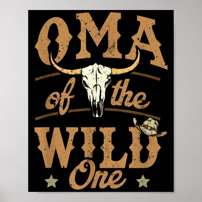 Oma Of The Wild One Cowboy Western Rodeo Party Mat Poster (Vorne)