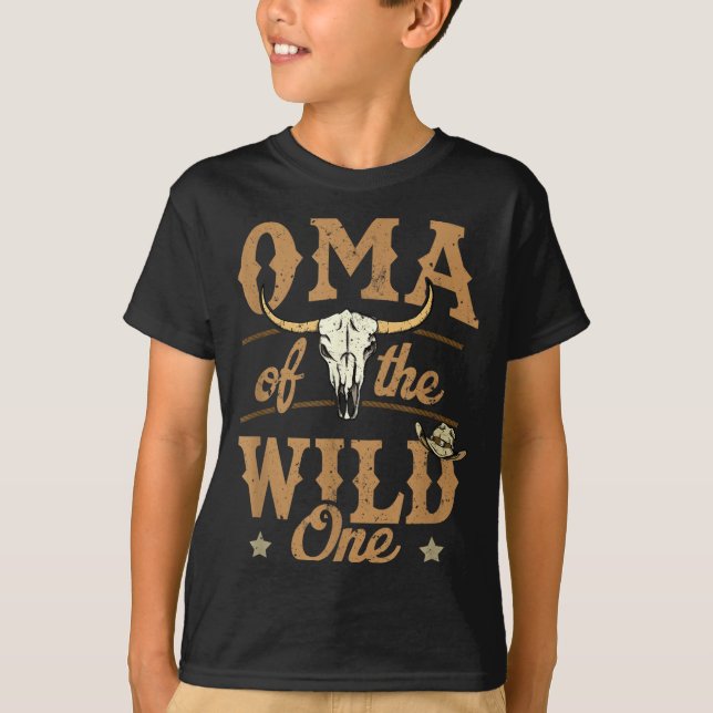 Oma Of The Wild One Cowboy Western Rodeo Party Mat T-Shirt (Vorderseite)