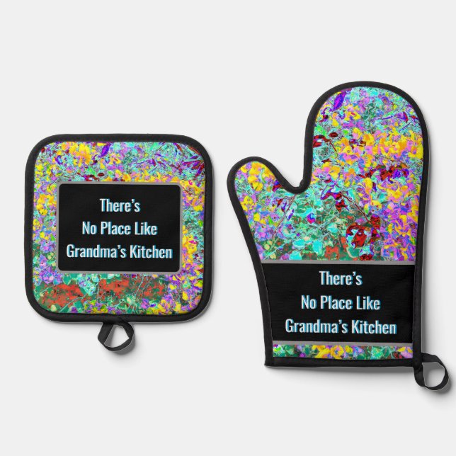 Oma-Ofenhandschuh und Topflappen-Set Ofenhandschuh & Topflappen-Set (Vorderseite)