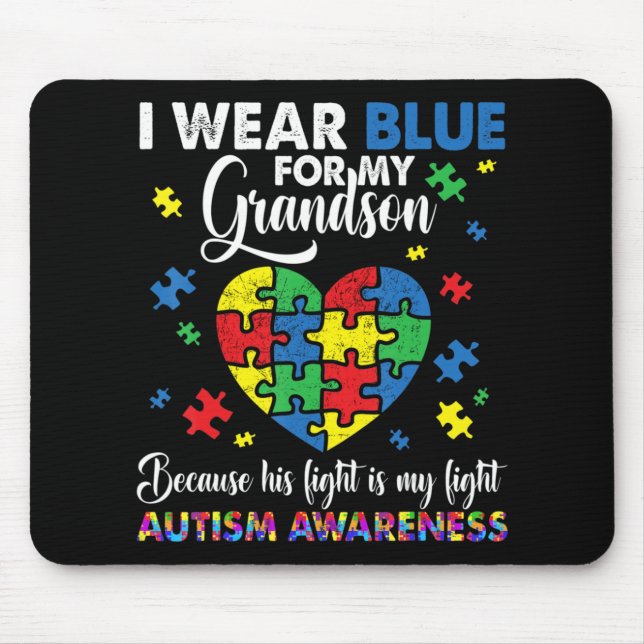 Oma Opa ich trage Blau für meinen Großmutter Autis Mousepad (Vorne)