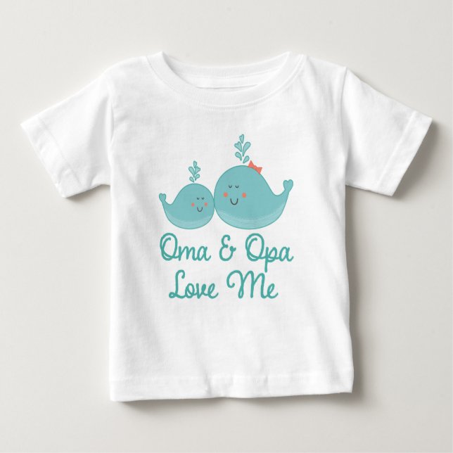 Oma & Opa Liebe Me Geschenk Baby T-shirt (Vorderseite)