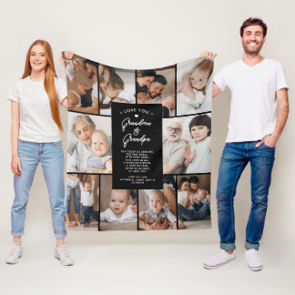 Oma & Opa lieben dich 10-Foto-Collage Modern Fleecedecke